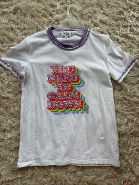 NWT Lola and the Boys Girls White Tee Graphic - You Need To Calm Down